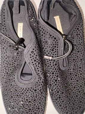 Zara Black Crystal-Studded Slip-On Sneakers